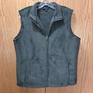 Lands End Black Suede Fleece Vest